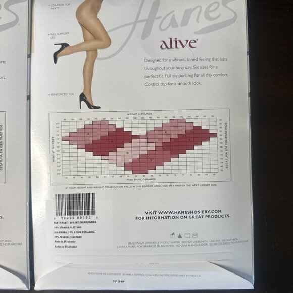 3x Hanes Alive Full Support Control Top Pantyhose Sz C Multiple Colors READ - Picture 8 of 10